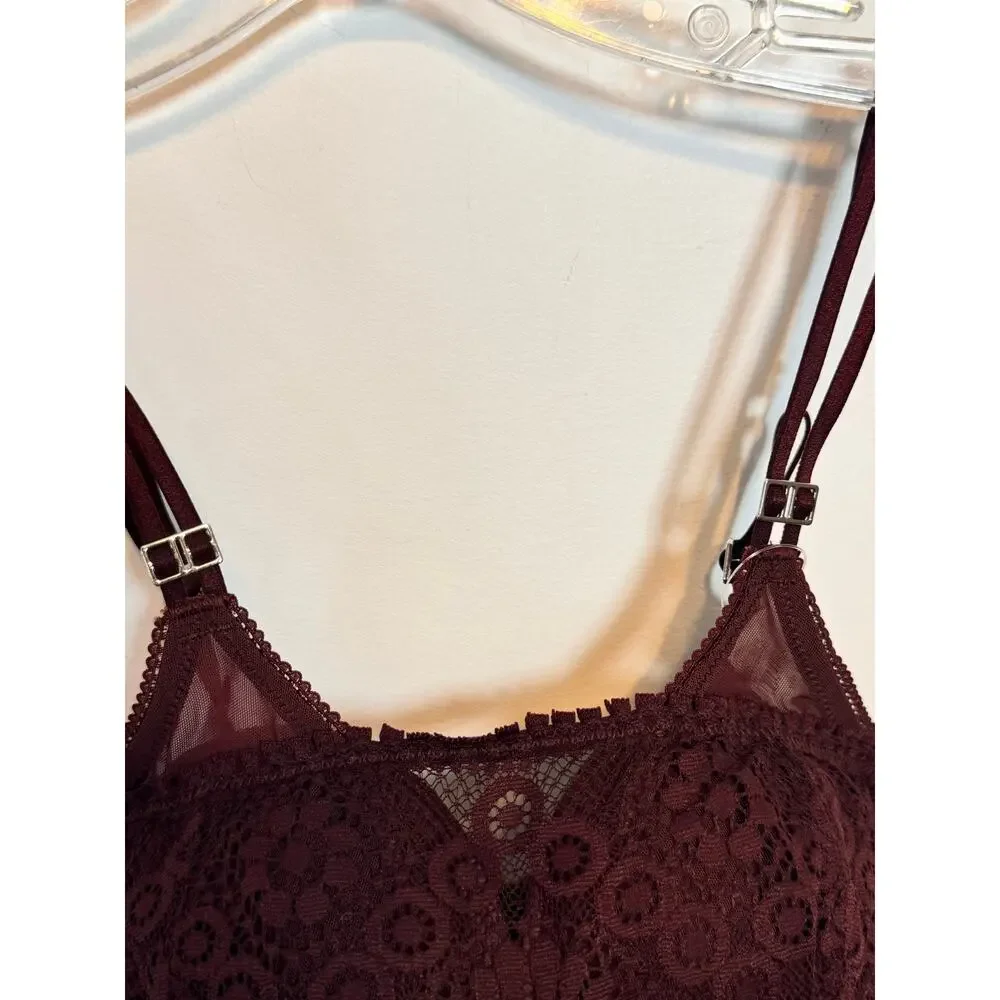 Brand New Aerie Real Power Wireless Push up Joy Lace Bra Women's Royal Berry 34A